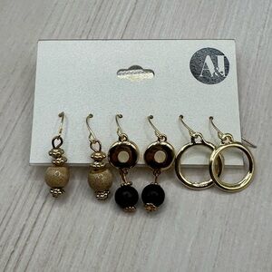 NWT A&I Set of 3 Pair Goldtone Earrings